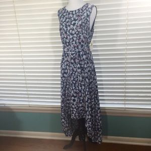 Halston High Low Multi Color Petals Dress 10 NWT